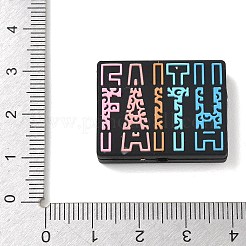 インスピレーションを与えるシリコンビーズ  焦点ビーズ  単語の信仰を持つ矩形  長方形  23x30x8mm  穴：2.5mm&nbsp;SL-CBAF318-C04