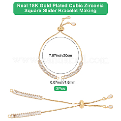 3Pcs Brass Pave Clear Cubic Zirconia Rectangle Slider Bracelet Making&nbsp;BJEW-BBC0001-19