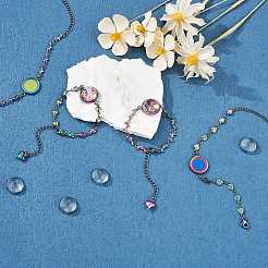 DIY Rainbow Color Blank Dome Link Bracelet Making Kit&nbsp;DIY-SZ0009-08