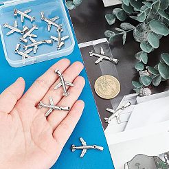 201ステンレススチールペンダント12個  飛行機  ステンレス鋼色  25.5x20.5x2.5mm  穴：3.5x6.5mm&nbsp;STAS-UN0033-11