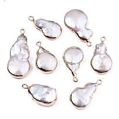 Electroplate Natural Baroque Pearl Keshi Pearl Pendants&nbsp;PEAR-Q008-22G