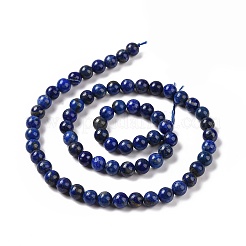 天然石ラピスラズリビーズ連売り  ラウンド  6mm  穴：1mm  約1個/連  59~61インチ（15cm）&nbsp;G-P348-01-6mm