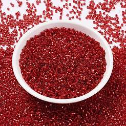 シリンダーシードビーズ  銀並ぶ  丸い穴  均一サイズ  レッド  2x1.5mm  穴：0.8mm  約888個/10g&nbsp;X-SEED-H001-G07