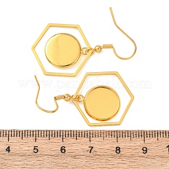 304ステンレススチールイヤリングカボションセッティング  ゴールドカラー  六角  42x23mm  トレイのサイズ：12mm&nbsp;STAS-D267-01C-G