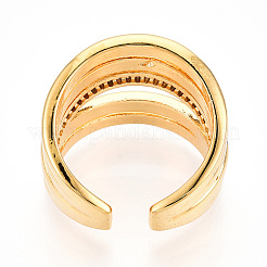 Brass Micro Pave Clear Cubic Zirconia Cuff Rings for Women&nbsp;KK-T074-09G