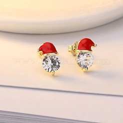 Zinc Alloy Enamel Santa Hat Stud Earrings&nbsp;FS-WGF8A0B-01