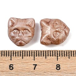 チェコ産プレスガラスビーズ  猫  砂茶色  12.5x12x7mm  穴：0.8mm  約201個/袋&nbsp;GLAA-I061-04B