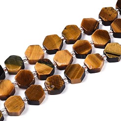 天然石タイガーアイビーズ連売り  六角  シードビーズで  8~10x8~10x4~5mm  穴：0.9~1mm  約18~19個/連  7.68~8.07''（19.5~20.5センチメートル）&nbsp;G-P534-A21-01