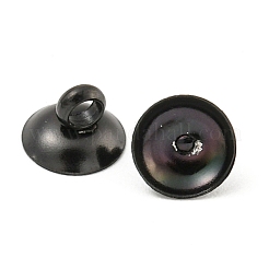 304ステンレススチールビーズキャップペンダントベイル  グローブガラスバブルカバーペンダント用  ブラック  6mm  穴：1.8mm&nbsp;STAS-G224-24B-08