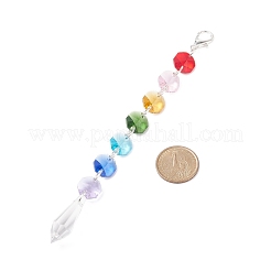 Electroplate Octagon Glass Beaded Pendant Decorations&nbsp;HJEW-JM00737