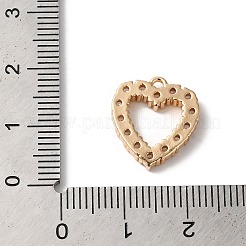 真鍮製チャーム  ガラスと  ハート  ゴールドカラー  16x14x3mm  穴：1.2mm&nbsp;KK-C062-089G