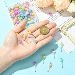 アクリル＆ガラスペンダント100個  304ステンレススチール製金具付き  ステンレス鋼色  ミックスカラー  27.3mm  穴：2.9mm&nbsp;PALLOY-CJ00180