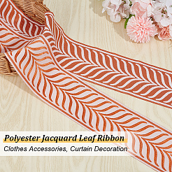 5M Polyester Jacquard Leaf Ribbon&nbsp;OCOR-OC0001-59C