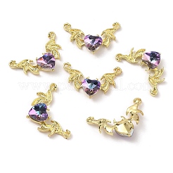 黄金合金コネクタ チャーム  アクリルラインストーン付き  ウイング  タンザナイト  20x31.5~32x6mm  穴：1.4mm&nbsp;FIND-CJC0006-45C