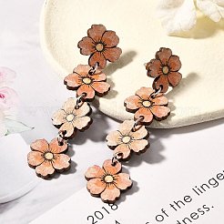 304 Stainless Steel Flower Dangle Stud Earrings&nbsp;EJEW-M074-05P