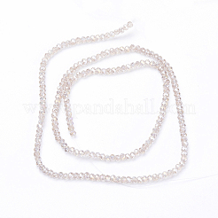 電気メッキガラスビーズセット  ABカラーメッキ  多面カット  ロンデル  アンティークホワイト  2.5x2mm  穴：0.8mm  約135~140個/連  32~34cm&nbsp;X-EGLA-F003-C13