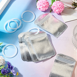 長方形のプラスチック製再封可能包装袋 50枚  セルフシールバッグ  ポリエチレン製ルーズリーフブックバインダーヒンジリング5個付き  銀  11x7x0.03cm&nbsp;OPP-TA0001-30A