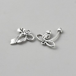 チベット風アロイペンダント20個  蝶結び  アンティークシルバー  10.5~45x9.5~26.5x1.5~6mm  穴：1~1.8mm&nbsp;FIND-WH20043-121AS