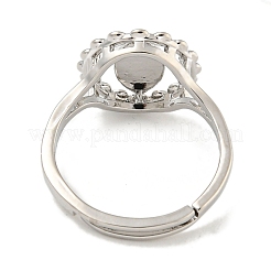 Oval with Saint Rack Plating Brass Adjustable Ring Components&nbsp;RJEW-I105-02P