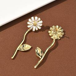 Flower Brass Stud Earrings&nbsp;EJEW-C181-05G