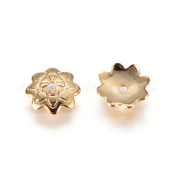 304ステンレススチールビーズキャップ  マルチ花弁  花  ゴールドカラー  7.5x1.5mm  穴：1mm&nbsp;STAS-F227-37-G