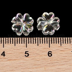 透明なアクリルビーズ  UVメッキ 虹色  クローバー  9.5x9.5x5mm  穴：1.6mm&nbsp;MACR-K358-09F