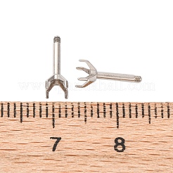 304ステンレススチールスタッドピアス金具  ステンレス鋼色  トレイ：4mm  10.5x4.5mm  ピン：1.2x7mm&nbsp;STAS-B091-02C-04P