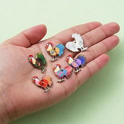 10 個 5 色の合金エナメルパンツ  鉛フリー＆カドミウムフリー  プラチナ  オンドリのチャーム  ミックスカラー  23x19.5x2mm  穴：1.6mm  2個/カラー&nbsp;ENAM-YW0003-60