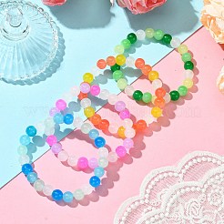 女性用 8mm ラウンドガラスビーズストレッチブレスレット  ミックスカラー  内径：2-1/8インチ（5.5cm）&nbsp;BJEW-JB10873