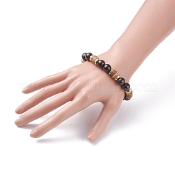 女性のための天然ココナッツ＆ガーネットビーズストレッチブレスレット  内径：2-3/8インチ（6cm）&nbsp;BJEW-JB07546-04