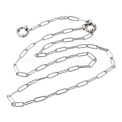 4MM 201 Stainless Steel Textured Paperclip Chain Necklaces&nbsp;NJEW-K302-02P