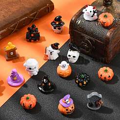 32個 16スタイル ハロウィン樹脂ディスプレイデコレーション  混合図形  ミックスカラー  24~33x14~28x18~24mm  2個/スタイル&nbsp;DJEW-CJ0001-04