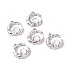 合金ペンダント  クリスタルラインストーンとプラスチックビーズ付き  ムーンチャーム  プラチナ  20x16x5mm  穴：1.6mm&nbsp;FIND-I020-08P
