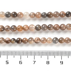 天然ブラックサンストーンビーズ連売り  ラウンド  4mm  穴：0.7mm  約86個/連  15.35''（39センチメートル）&nbsp;G-U009-A01-01