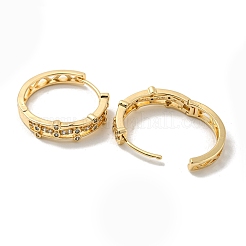 Brass Micro Pave Clear Cubic Zirconia Hoop Earrings&nbsp;EJEW-E295-14KCG