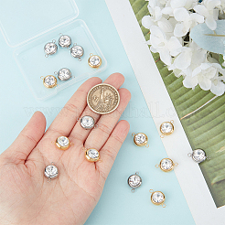 16Pcs 2 Colors 304 Stainless Steel Pave Clear Cubic Zirconia Connector Charms&nbsp;STAS-UN0056-06