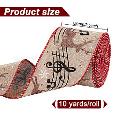 1 Roll Printed Polyester Imitation Burlap Ribbons&nbsp;OCOR-GO0001-08