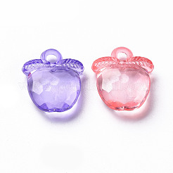 透明なアクリルパーツ  多面カット  りんご  ミックスカラー  20x17x5~6mm  穴：3mm  約480個/500g&nbsp;TACR-S154-28B