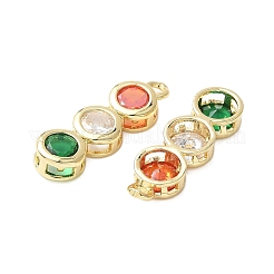 真鍮製マイクロパヴェキュービックジルコニアペンダント  カドミウムフリー＆鉛フリー  三つの円  18KGP本金メッキ  23x7x4mm  穴：1.6mm&nbsp;KK-D357-14G
