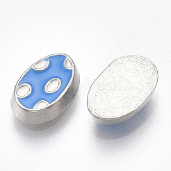 合金エナメルカボション  フローティングロケットチャームにフィット  オーバル  ドジャーブルー  プラチナ  5.5x8x2mm&nbsp;PALLOY-T054-99