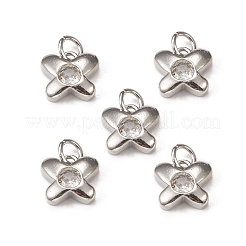 ガラスチャーム  真鍮のパーツと丸カン付き  蝶  プラチナ  9x9.5x3mm  穴：3mm&nbsp;KK-E068-VB219