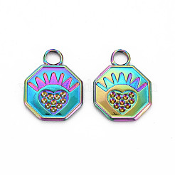 Rainbow Color 201 Stainless Steel Pendant Rhinestone Settings&nbsp;STAS-S119-024