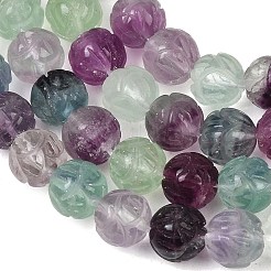 Natural Fluorite Carved Beads Strands&nbsp;G-L634-J04-B01