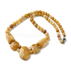Natural Topaz Jade Faceted Bib Graduated Beaded Necklaces for Women&nbsp;NJEW-B128-01G