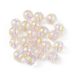 UVメッキレインボー虹色アクリルエナメルビーズ  手描きのビーズ  ラウンド  カラフル  15~16mm  穴：2.8mm&nbsp;OACR-I003-15A