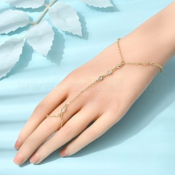 真鍮マイクロパヴェキュービックジルコニアミトンブレスレット  女性用アズキチェーンブレスレット  ティアドロップ  長持ちメッキ  ラックめっき  カドミウムフリー＆鉛フリー  18KGP本金メッキ  5.91インチ（15cm）&nbsp;BJEW-C156-01G-03