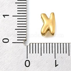 イオンプレーティング（IP）304ステンレススチールスライドチャーム  14KGP本金メッキ  文字k  8.5x5.5x4mm  穴：2.5x1.5mmと3x1.5mm&nbsp;STAS-B075-37G-K