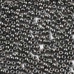 Fgb 8/0グレードAラウンドガラスシードビーズ  メタリックカラー  濃いグレー  8/0  3x2mm  穴：1mm  約10000個/袋&nbsp;SEED-Q008-3mm-F576