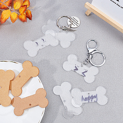 透明な空のアクリルパーツ  DIYキーチェーン用  バッグタグ  ギフトタグ  クリスマスの装飾品  骨  透明  32.5x63.5x2.5mm  穴：3.5mm  20個/箱&nbsp;TACR-NB0001-11