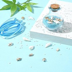 海のビーチをテーマにしたガラスと貝殻のビーズのウィッシュボトル DIY 作成キット  ガラス製のウィッシングボトルを含む  シングルフェイスサテンリボン  ミックスカラー  2~31x2~15x2~11mm  穴：1~1.2 m&nbsp;DIY-FS0007-57